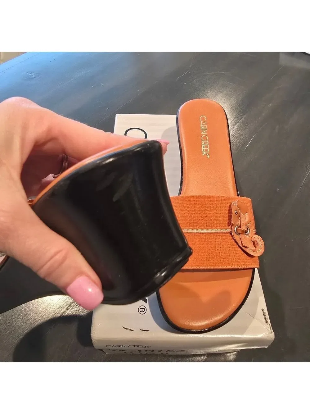 Cabin Creek Paloma Orange Wedge Slides Size 8.5